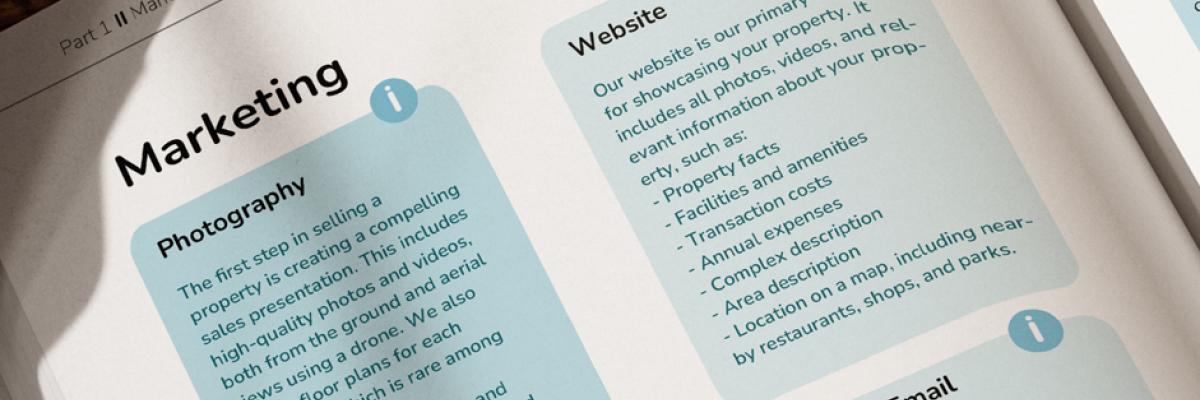 Marketing material describing photography, website, and email follow-up services for Alanya holiday home sales.