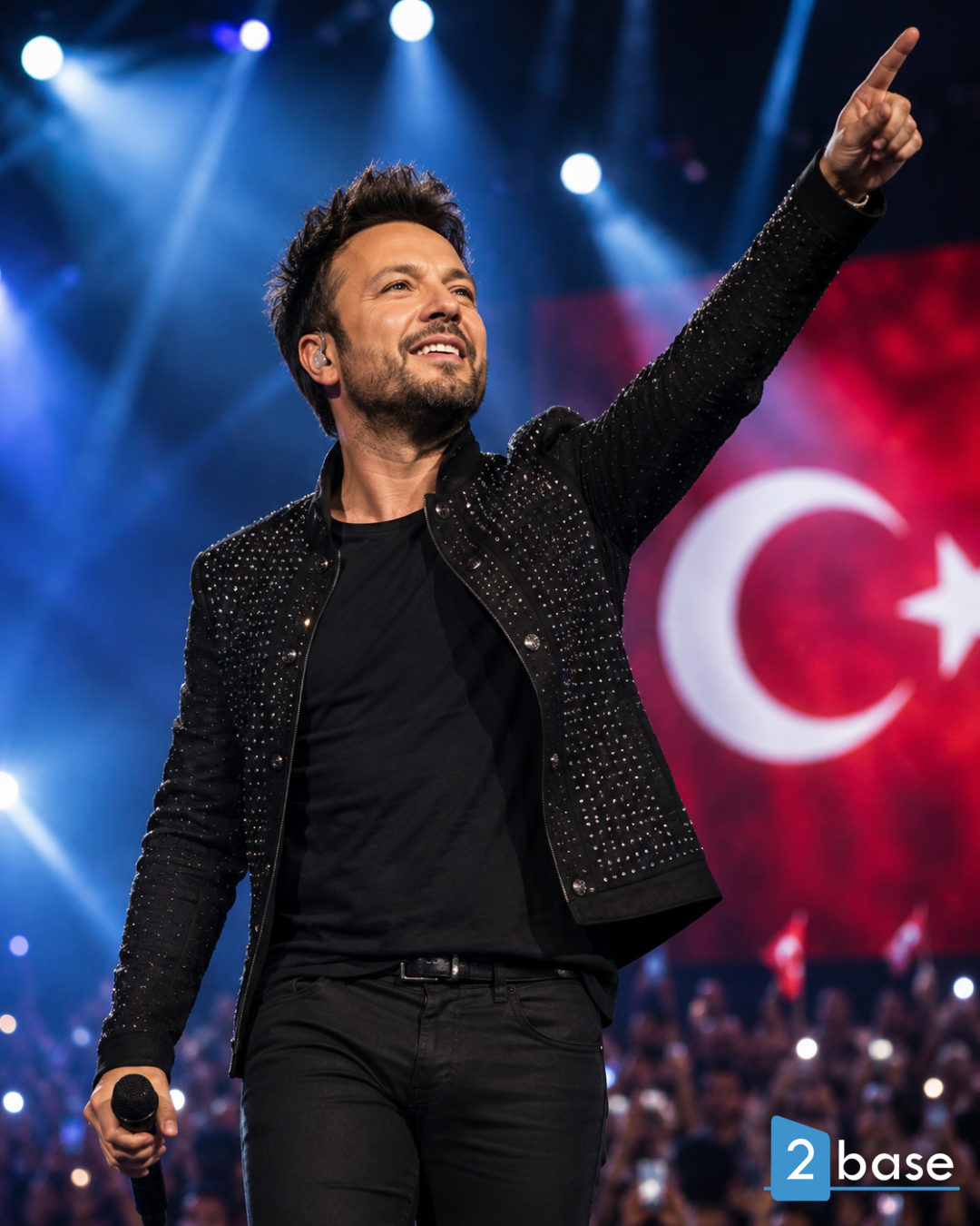 Türk bayrağı ile Alanya'da enerjik konser, canlı tatil atmosferini kutluyor.