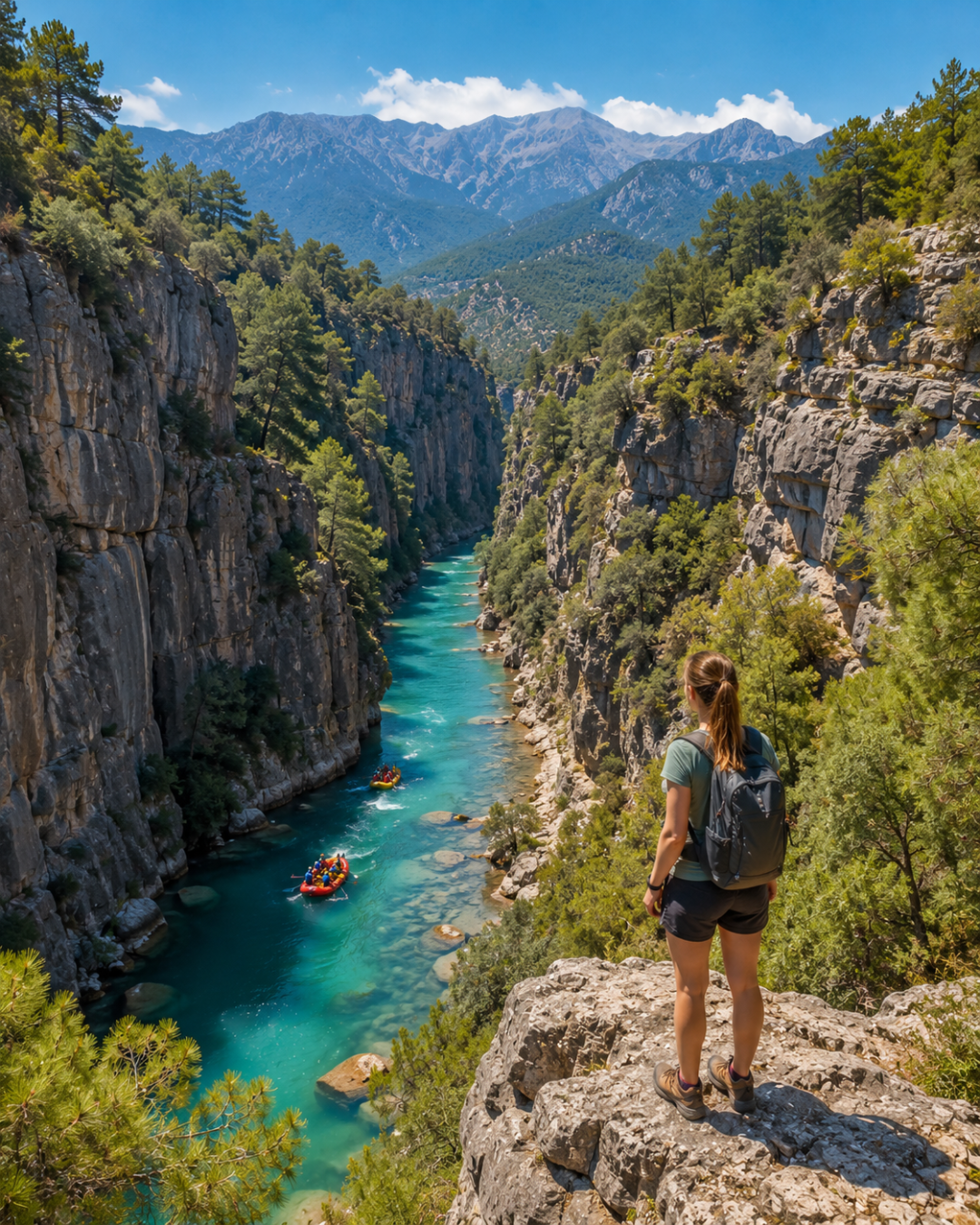Le canyon d'Alanya offre du rafting sur une rivière turquoise et des vues imprenables sur la montagne.