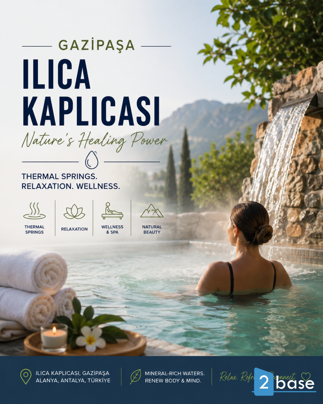 Opuštajuće termalne banje u Ilıca Kaplıcası, Gazipaşa, Alanya, Turska.