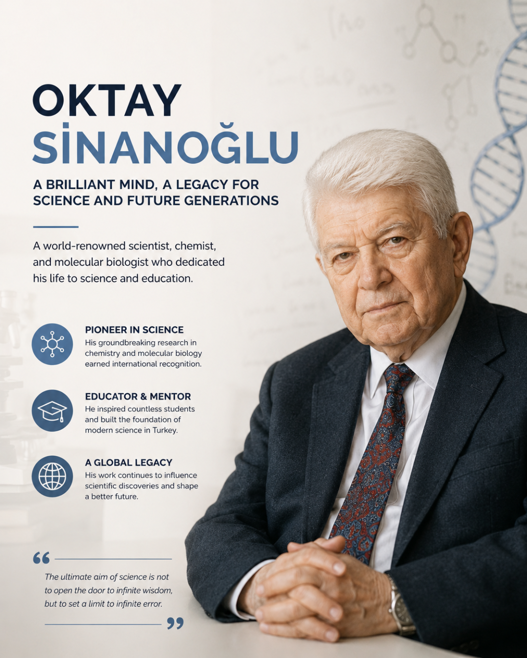 Billede af Oktay Sinanoğlu, en anerkendt videnskabsmand.