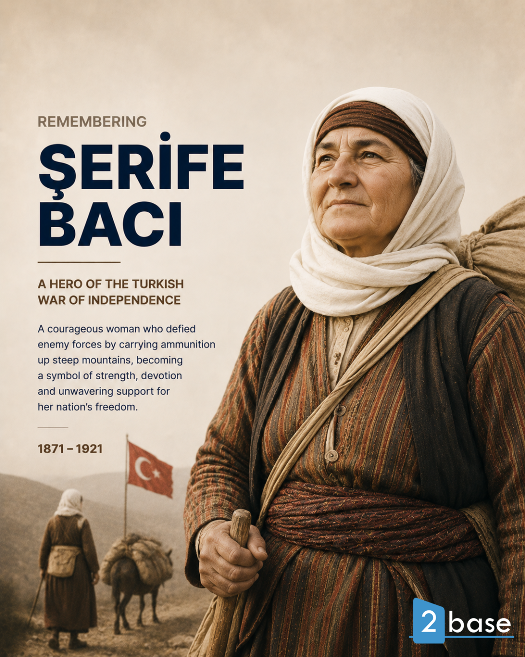 Eine Frau mit Stärke und Hingabe im türkischen Unabhängigkeitskrieg, der die heldenhafte Vergangenheit Alanyas repräsentiert.