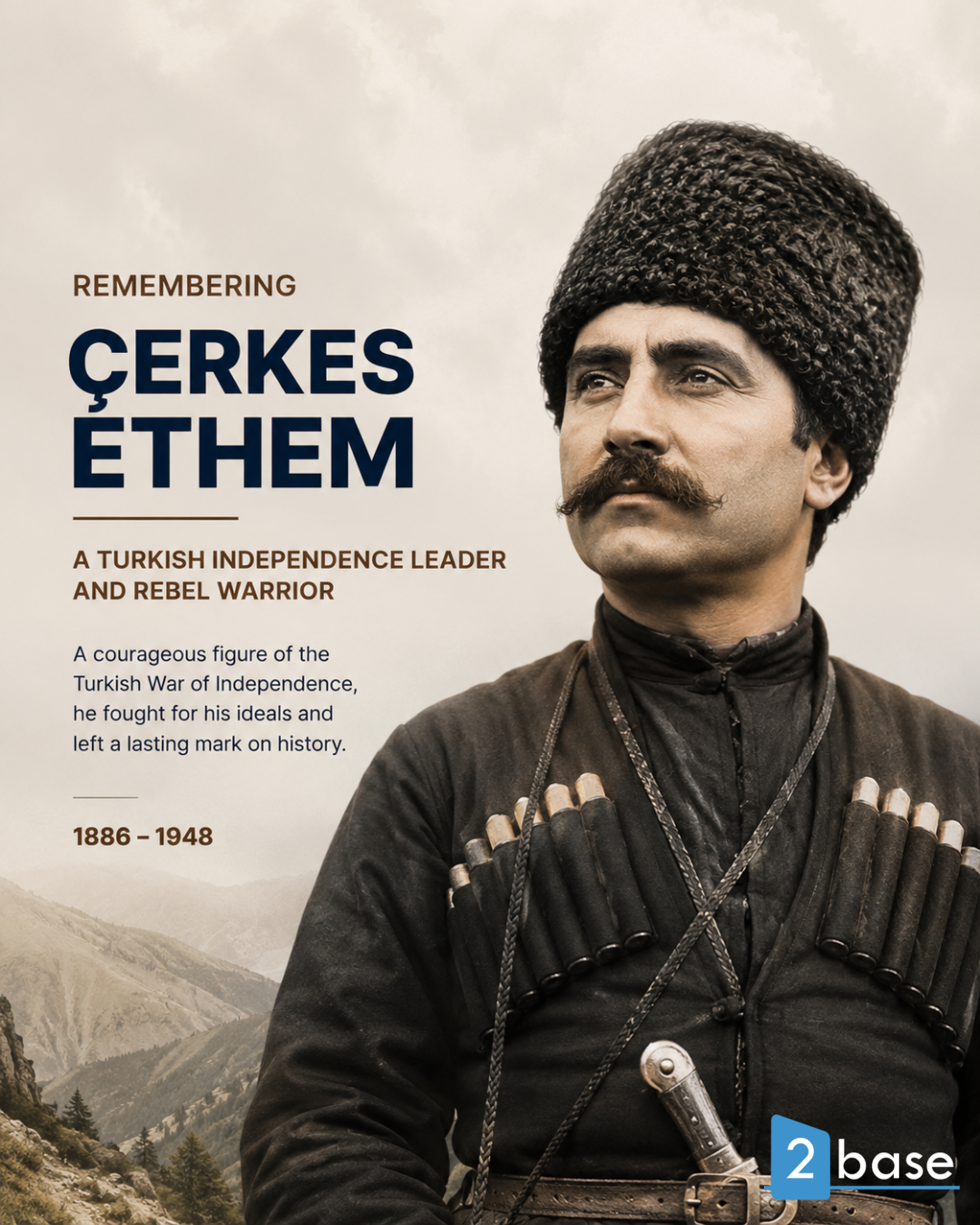 A historical depiction of Çerkes Ethem, a symbol of Turkish independence and resilience.