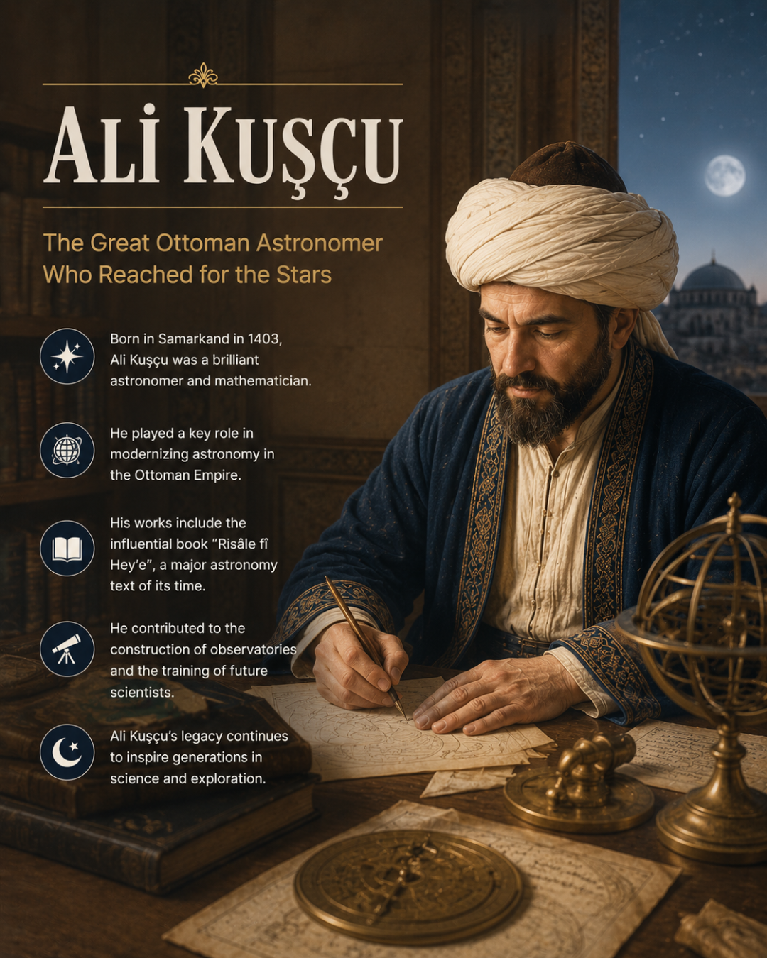 Istoria bogată a Alanyei: astronomul otoman Ali Kuşçu a inspirat știința și explorarea.