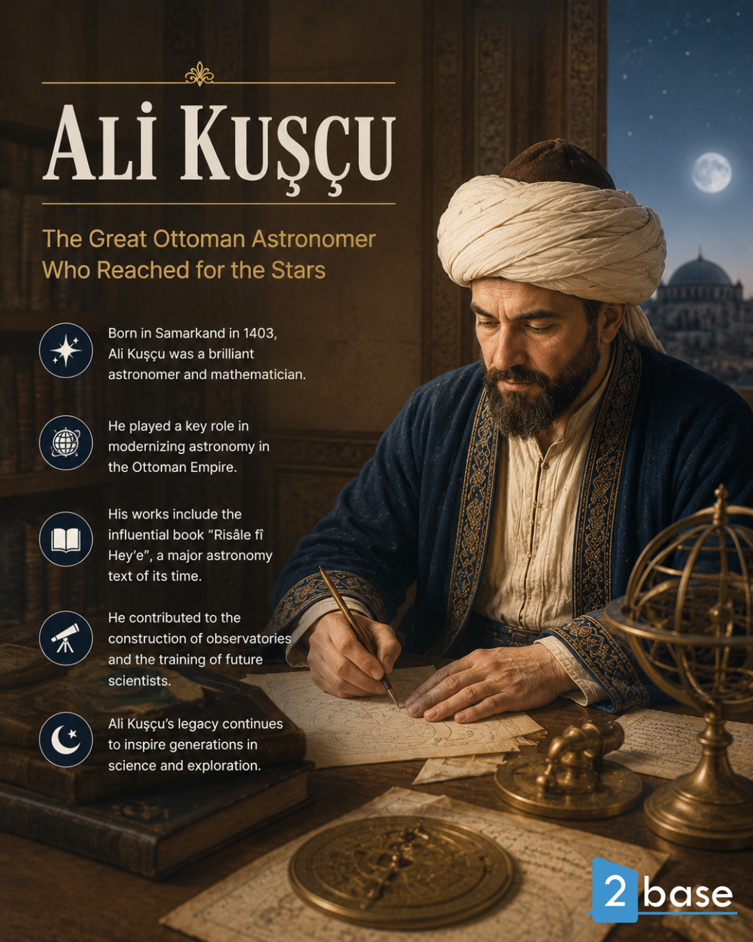 Alanya's istorinis žavesys: Osmanų astronomas Ali Kuşçu įkvepia mokslą ir tyrinėjimus.