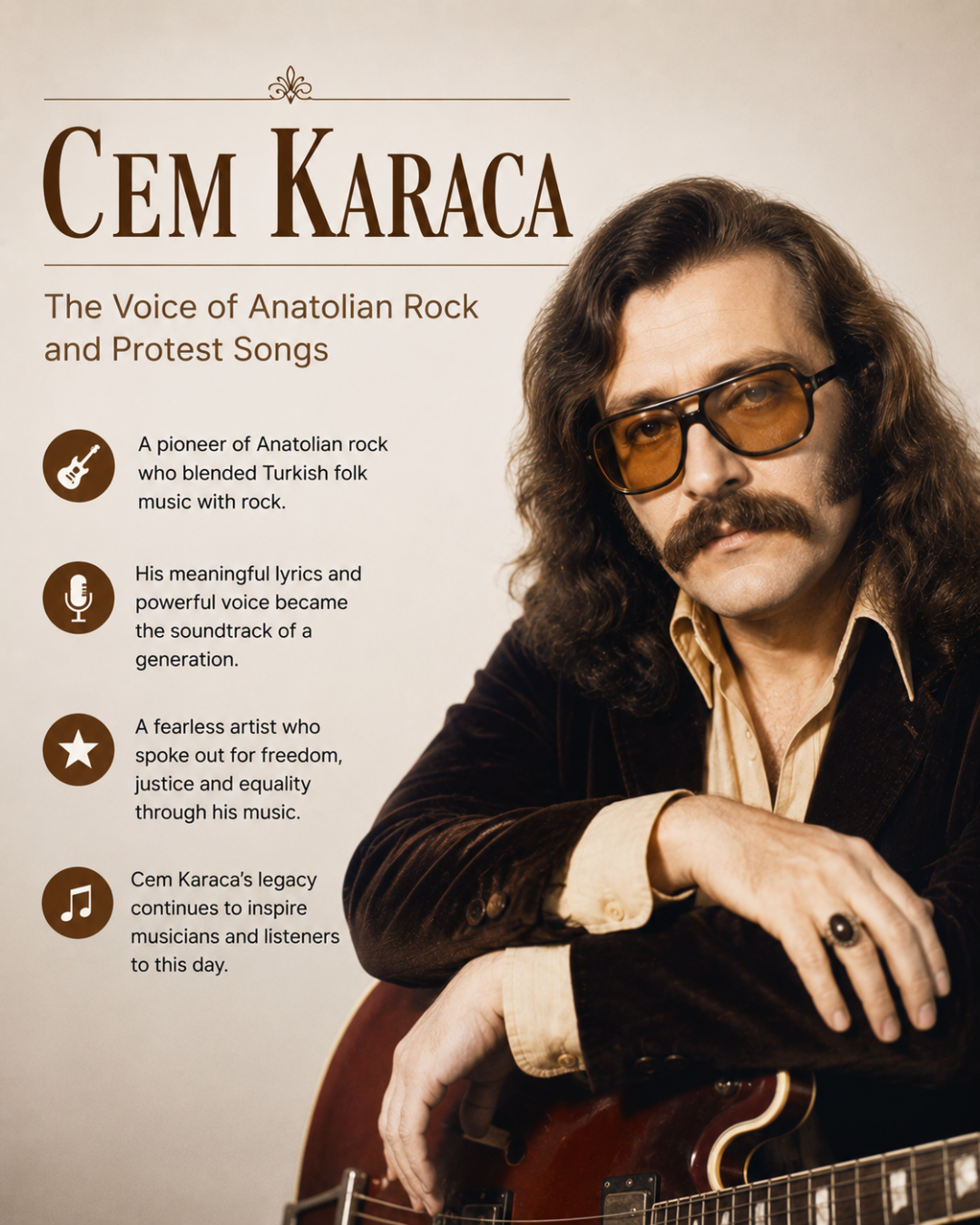 Le pionnier du rock anatolien Cem Karaca, musique inspirante pour les vacances à Alanya.
