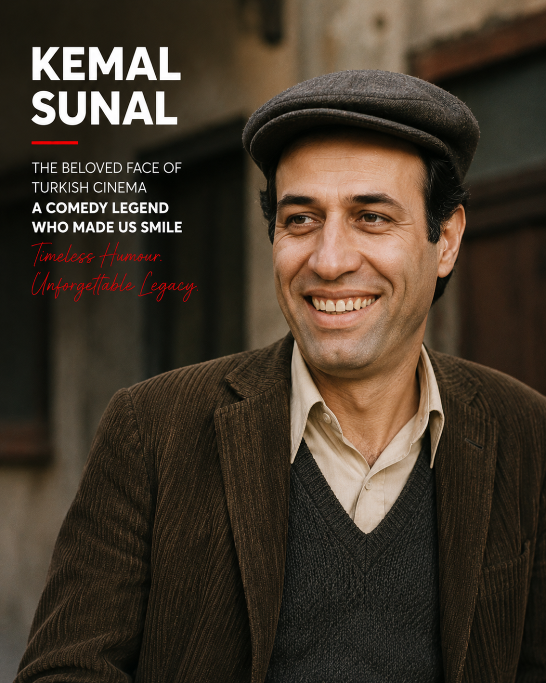 O lendário ator de cinema turco Kemal Sunal, sinônimo de humor e alegria atemporais.