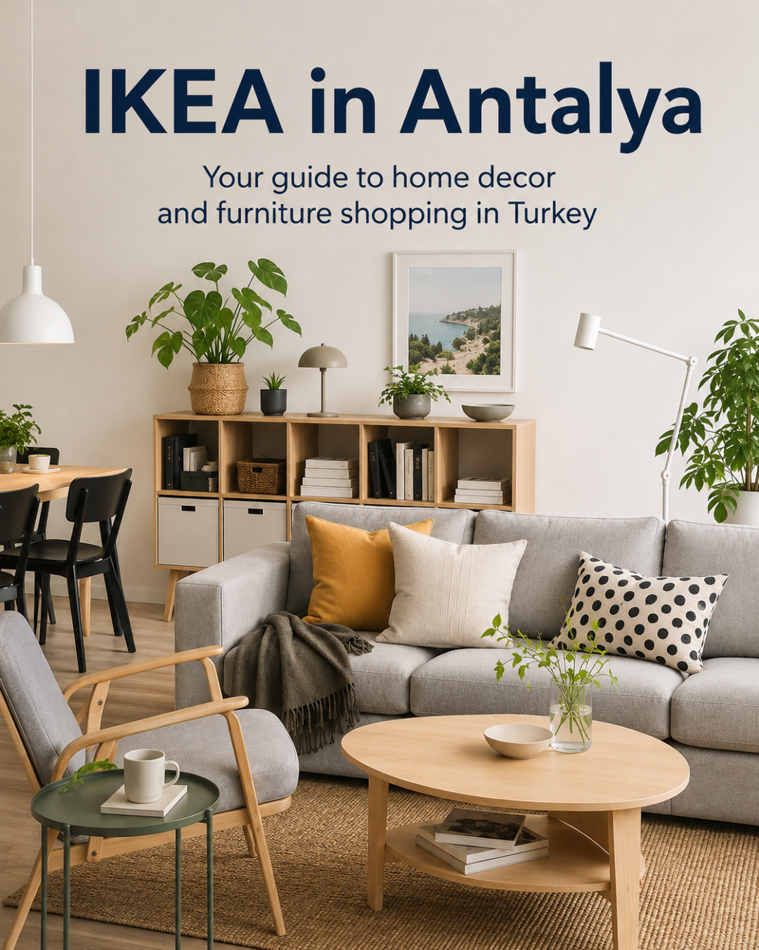 Stylish IKEA furniture arranged in a modern living room setting, suitable for holiday homes.