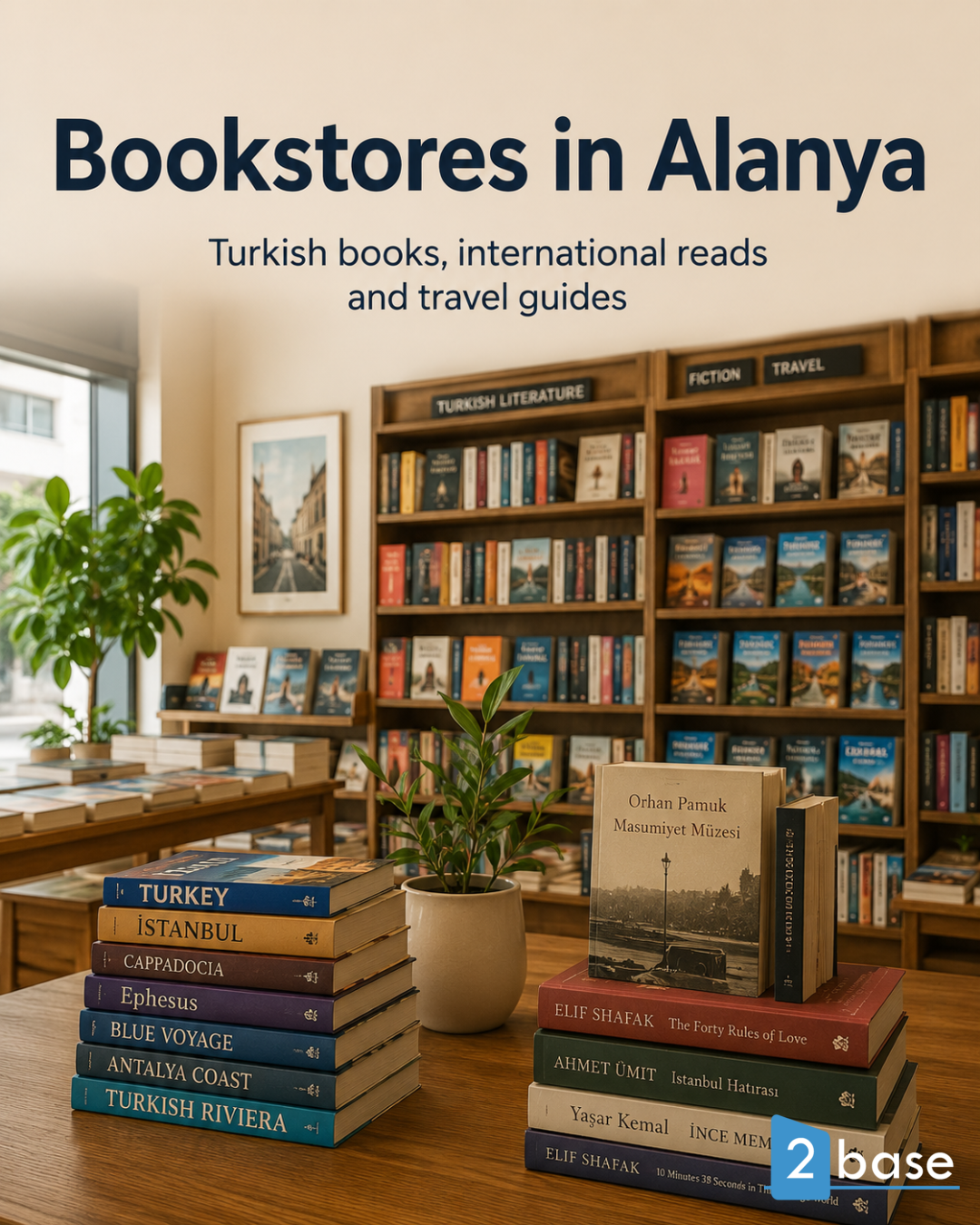 Libreria ad Alanya che offre libri turchi e guide di viaggio, perfetta per i vacanzieri.